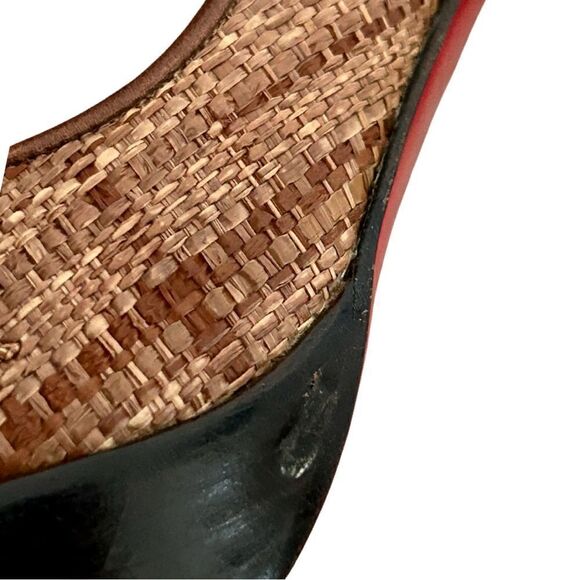 Christian Louboutin Raffia and Leather Yoyo Slingback Heels Brown Sz 39 - Picture 11 of 12